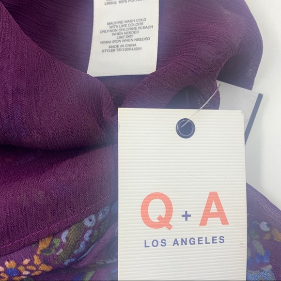 Q + A Los Angeles Purple Print Blouse Size M - Picture 8 of 9
